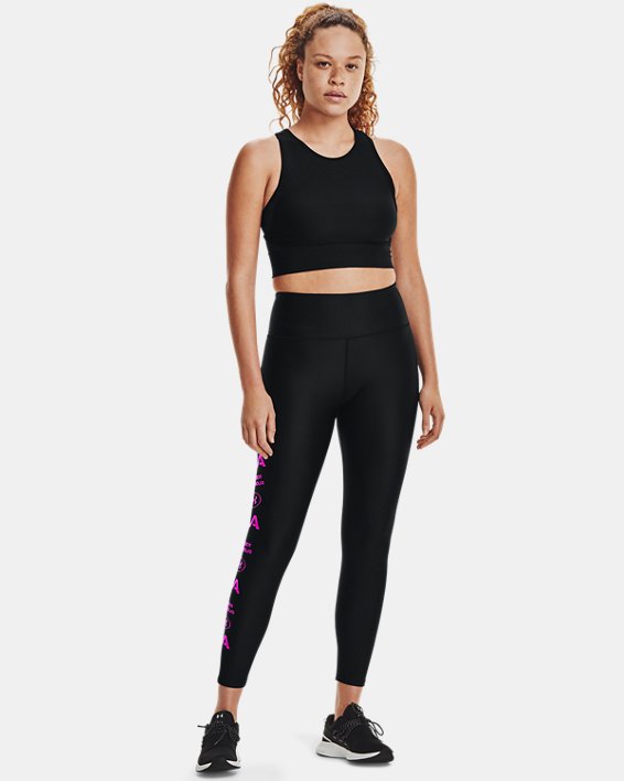 Women's HeatGear® Armour No-Slip Waistband Graphic Ankle Leggings, Black, pdpMainDesktop image number 0